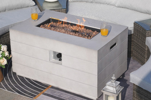 Patio Light Gray Stainless Steel Fire Pit Table with Rain Cover