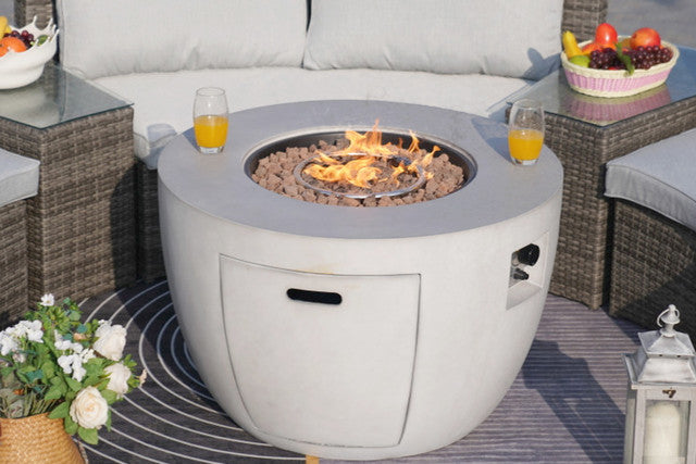 Patio Light Gray Stainless Steel Fire Pit Table with Rain Cover