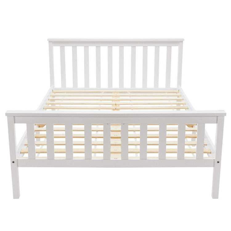 Double Bed Wooden Frame 4ft6 Double Wooden Bed in White For Adults, Kids, Teenagers(4FT6)