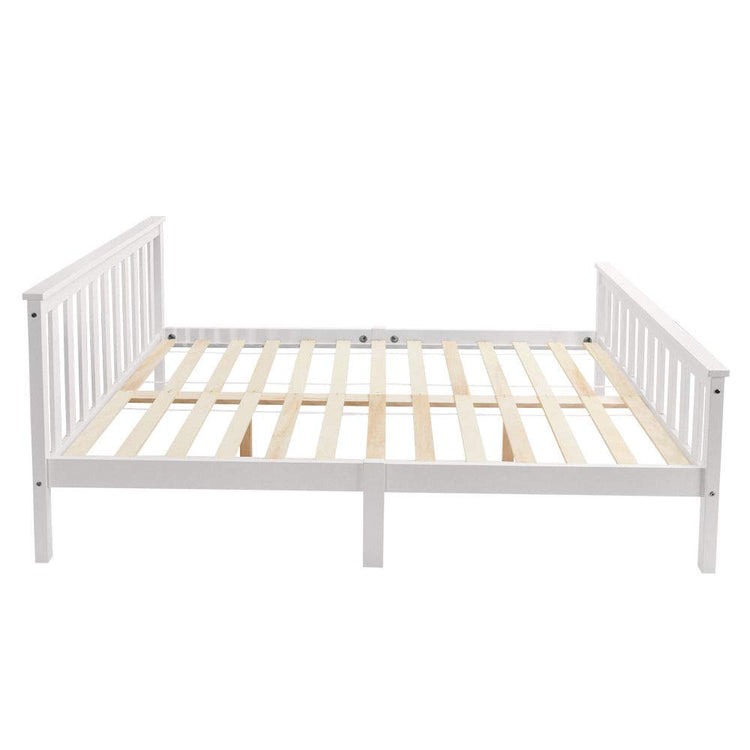 Double Bed Wooden Frame 4ft6 Double Wooden Bed in White For Adults, Kids, Teenagers(4FT6)