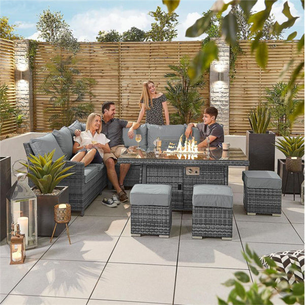 6-Piece Patio Fire Pit Conversational Sofa Set with Cushions and Ottoman | PAF-16591