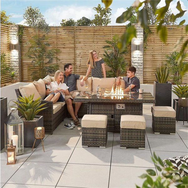 6-Piece Patio Fire Pit Conversational Sofa Set with Cushions and Ottoman | PAF-16591
