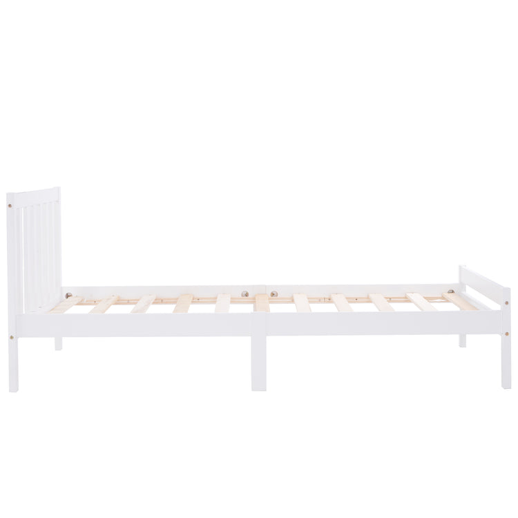 Wooden Bed Frame, Single Bed 3ft Solid Wooden Bed Frame, Bedroom Furniture for Adults, Kids, Teenagers, 90 x 190 cm (White)