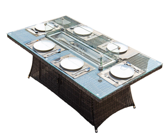 6 Seat Rectangular Fire Pit Dining Table | PAG-1106R-T