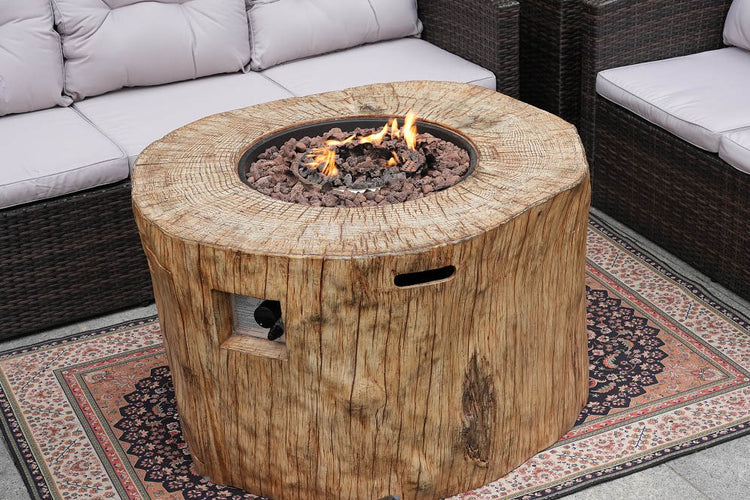 Patio Stainless Steel Fire Pit Table in Grain Pattern with Rain Cover