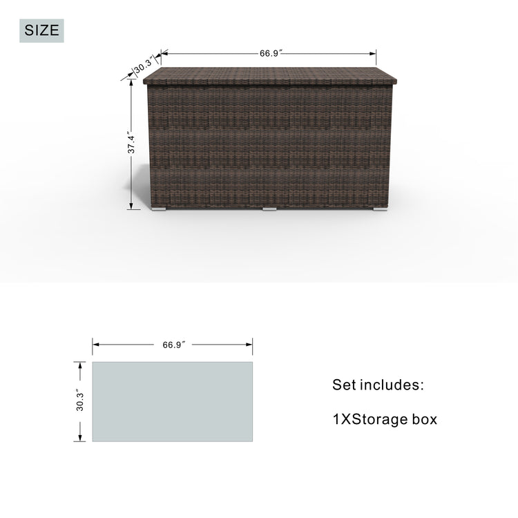 Wicker Patio Furniture Storage Box (Brown & Gray)